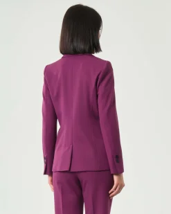 Blazer color ciclamino Emme Marella in tessuto diagonale stretch con scollo a rever