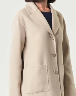 Blazer color sabbia Emme Marella in panno double con scollo a rever