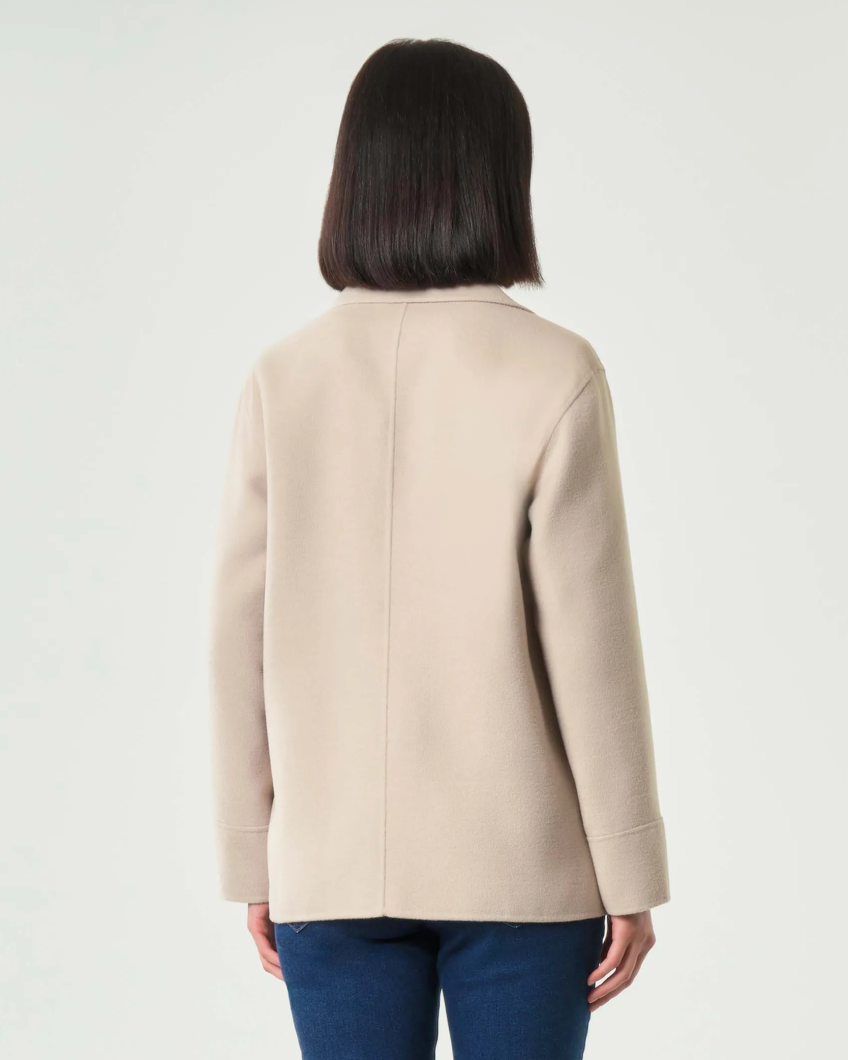 Blazer color sabbia Emme Marella in panno double con scollo a rever