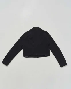 Blazer cropped Elsy nero con strass all over