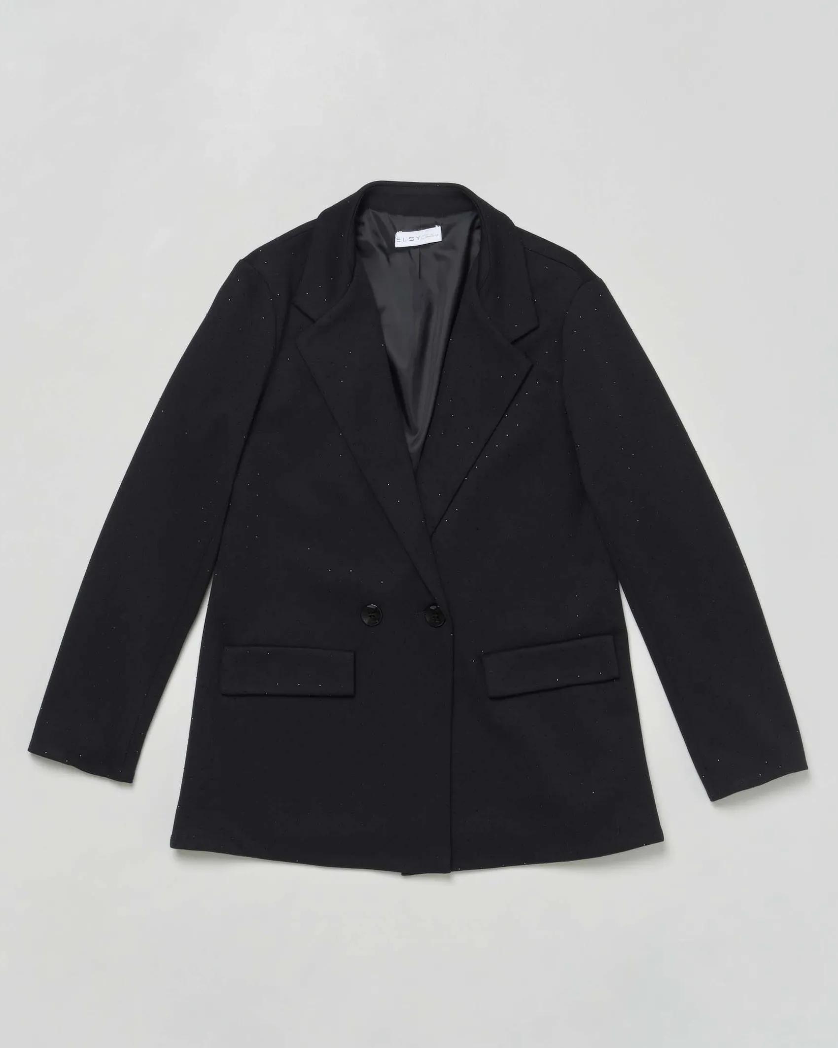 Blazer Elsy nero con strass all over
