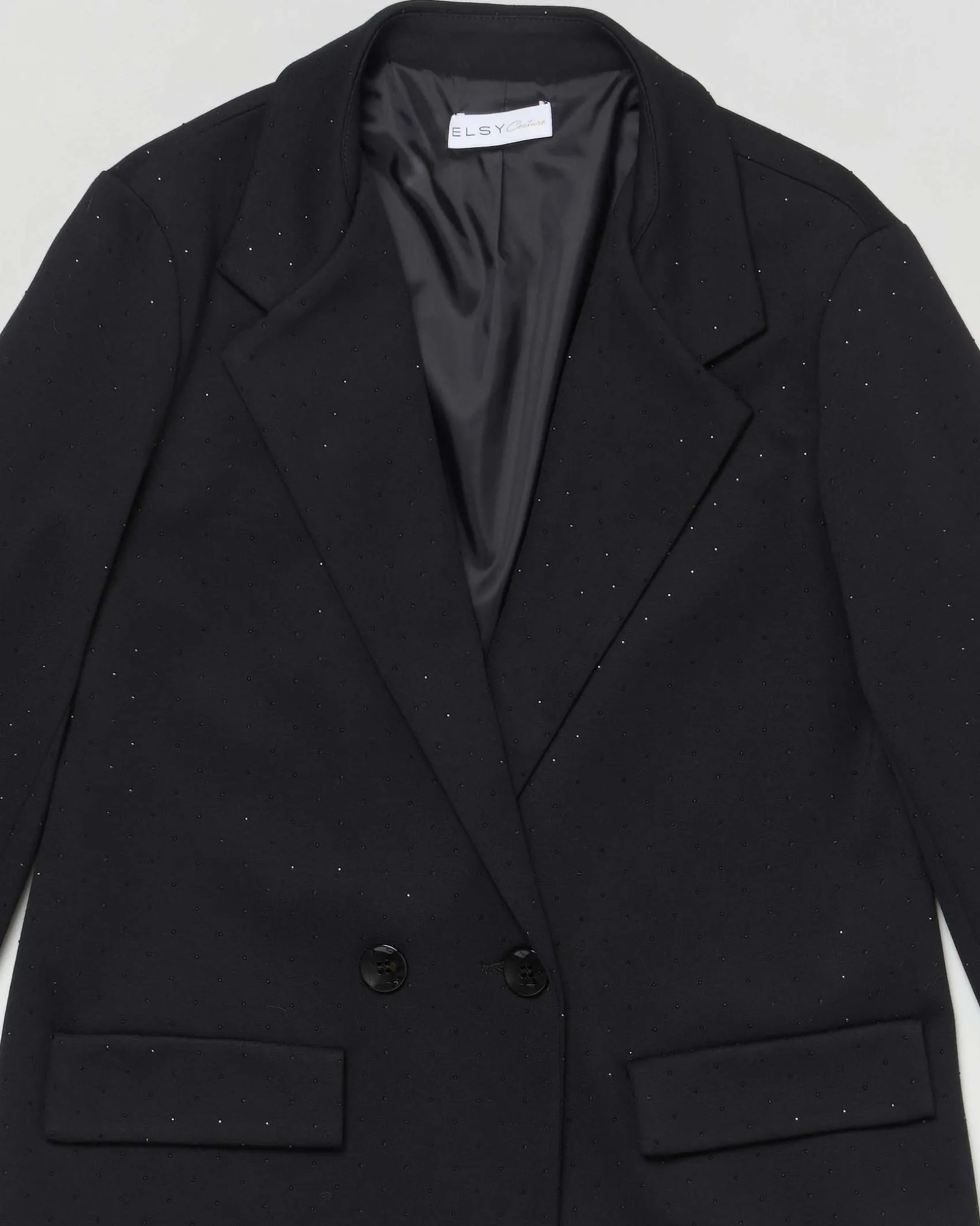 Blazer Elsy nero con strass all over