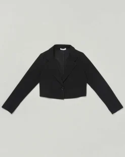 Blazer Elsy nero cropped in cady a maniche lunghe
