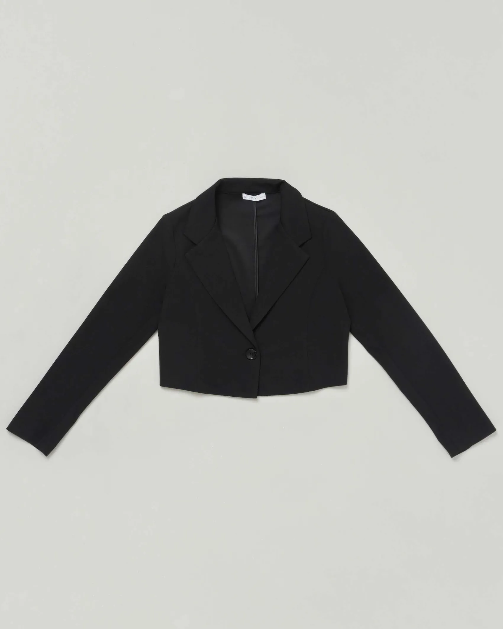 Blazer Elsy nero cropped in cady a maniche lunghe