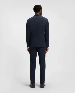 Blazer Hanry Boss blu in tessuto tecnico stretch diagonale