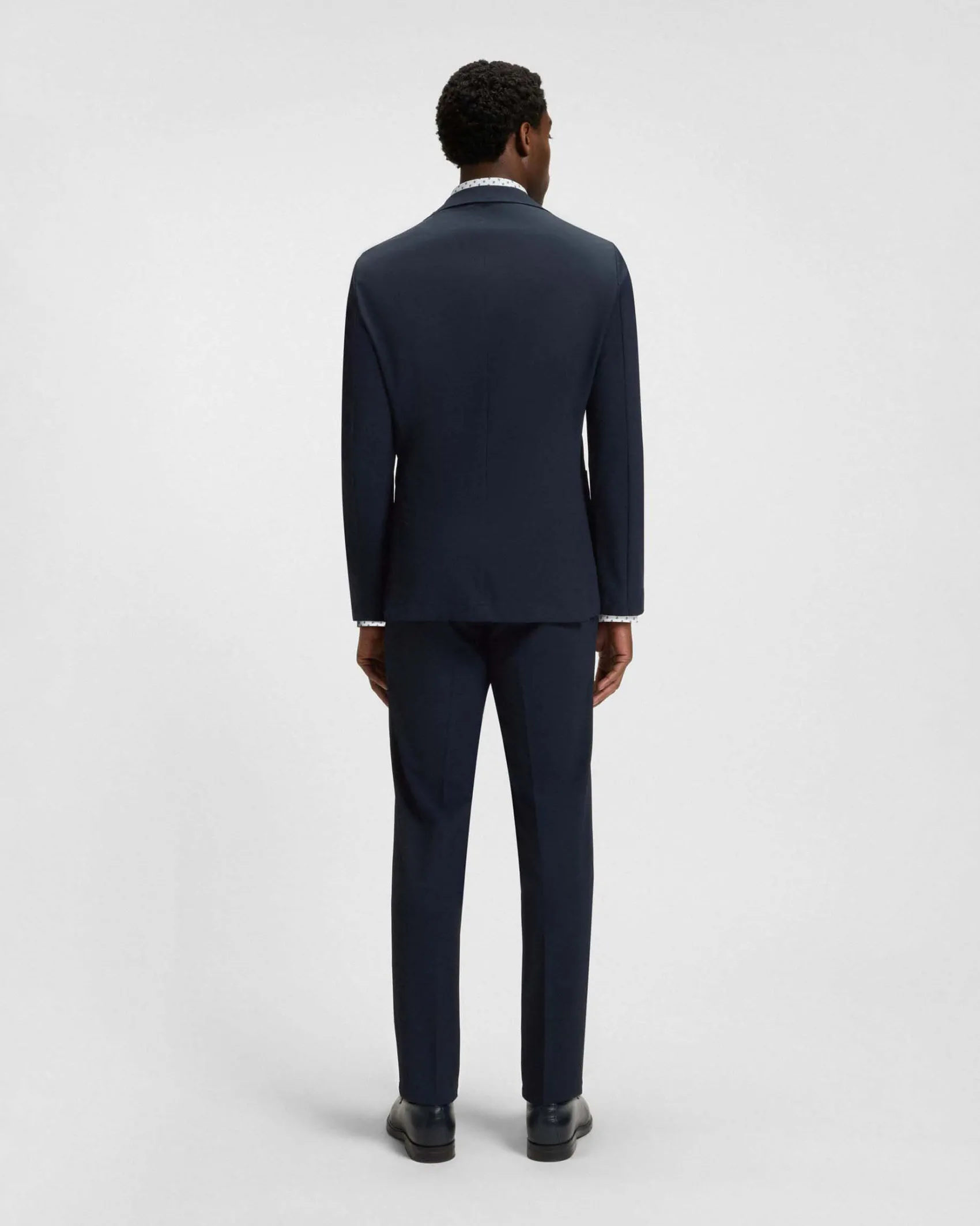 Blazer Hanry Boss blu in tessuto tecnico stretch diagonale