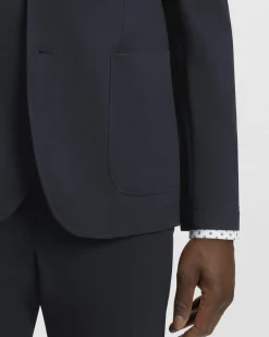 Blazer Hanry Boss blu in tessuto tecnico stretch diagonale