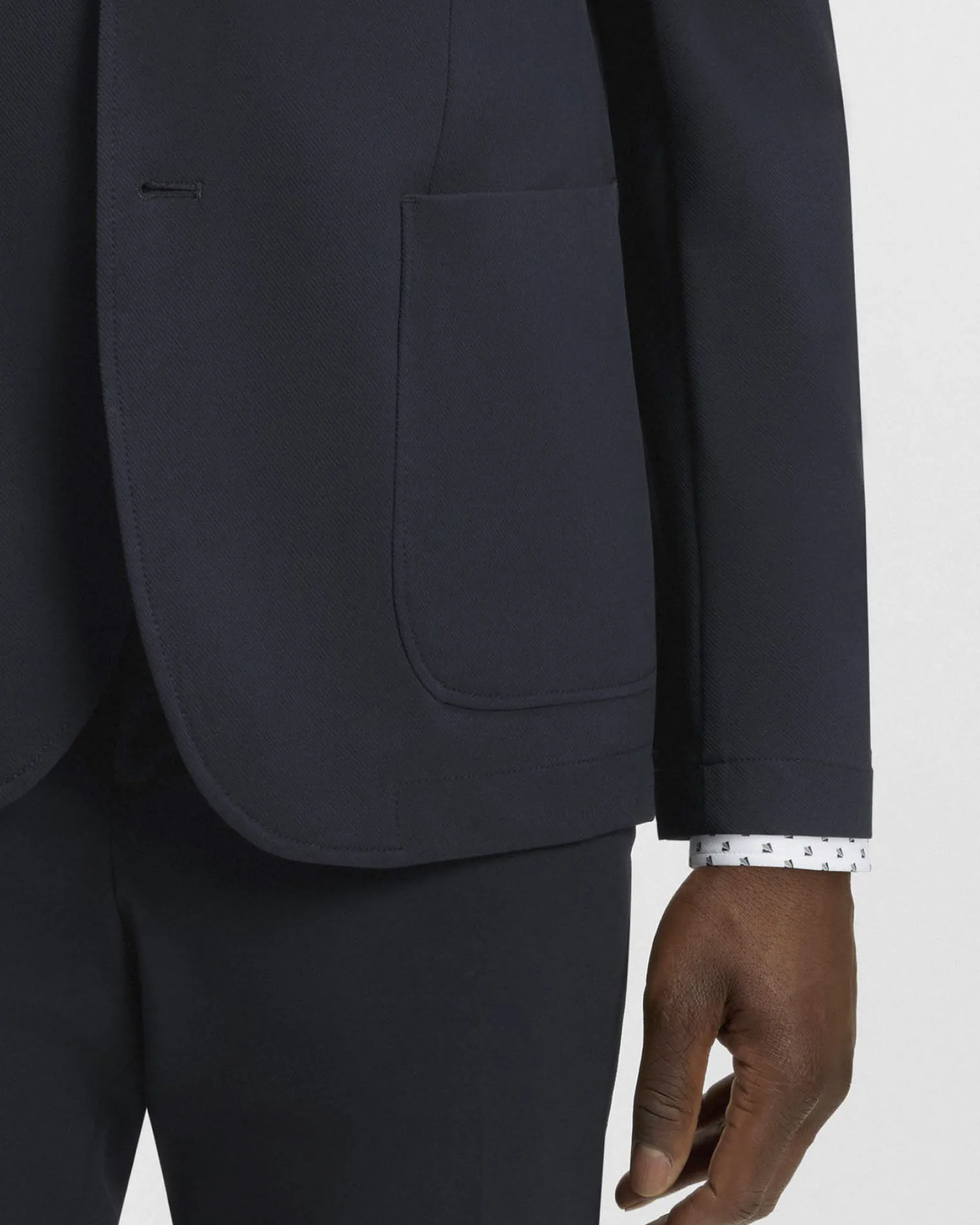 Blazer Hanry Boss blu in tessuto tecnico stretch diagonale