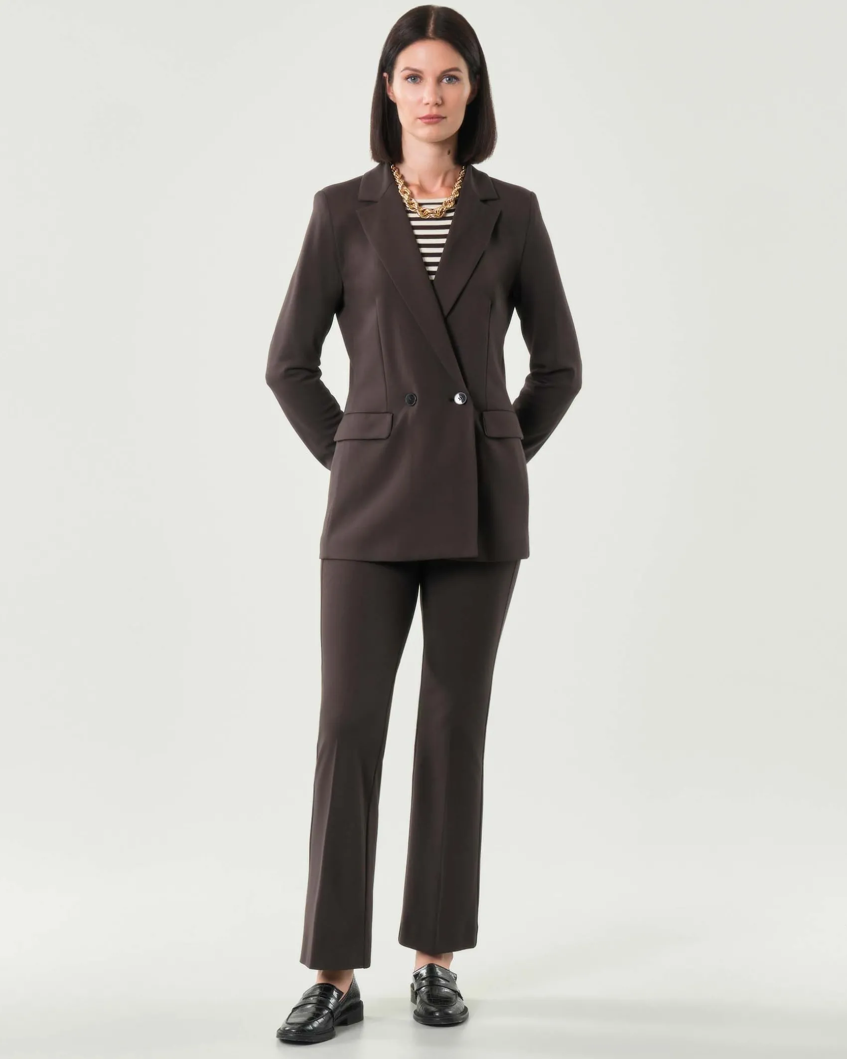 Blazer marrone doppiopetto Emme Marella in tessuto stretch punto Milano