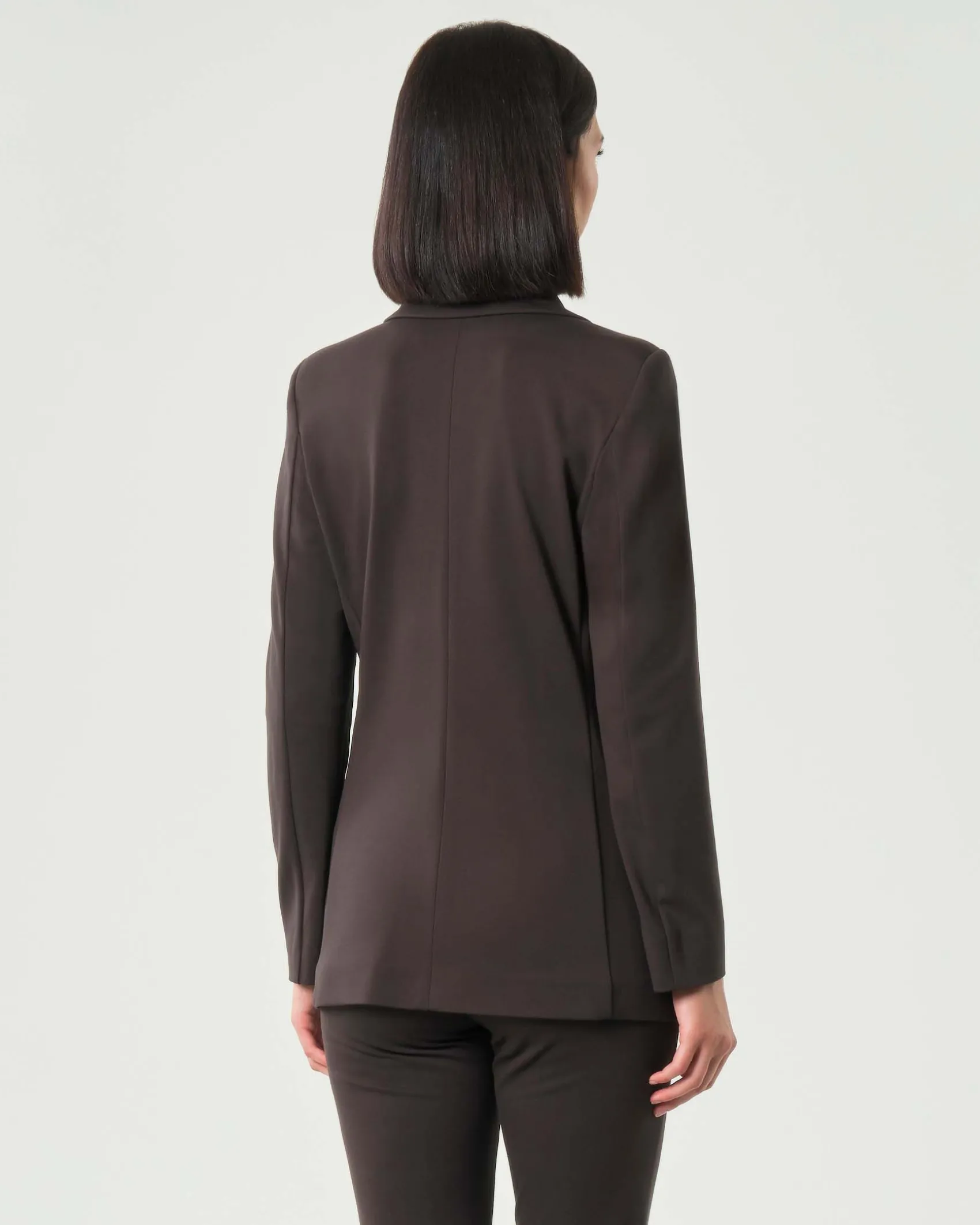 Blazer marrone doppiopetto Emme Marella in tessuto stretch punto Milano