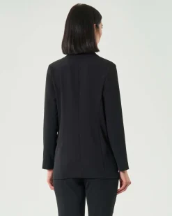 Blazer monopetto Hlo! nero in crêpe con maniche a tre quarti