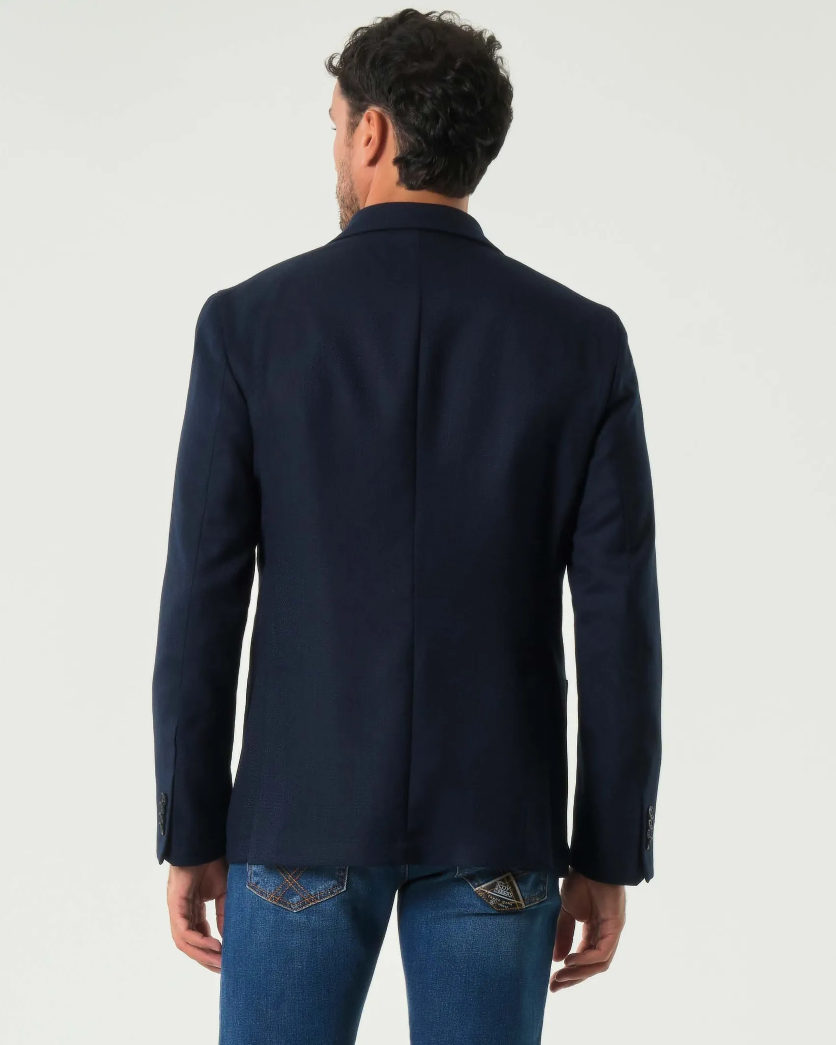 Blazer monopetto Manuel Ritz blu micro armatura in misto viscosa stretch