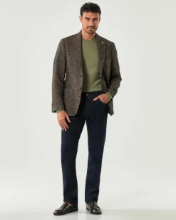 Blazer monopetto Manuel Ritz nero e marrone slim-fit in bouclé di misto cotone e lana bicolore con tasche a toppa