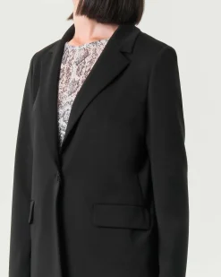 Blazer nero a un bottone Emme Marella in jersey stretch con scollo a rever