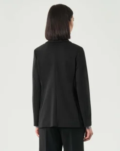 Blazer nero a un bottone Emme Marella in jersey stretch con scollo a rever