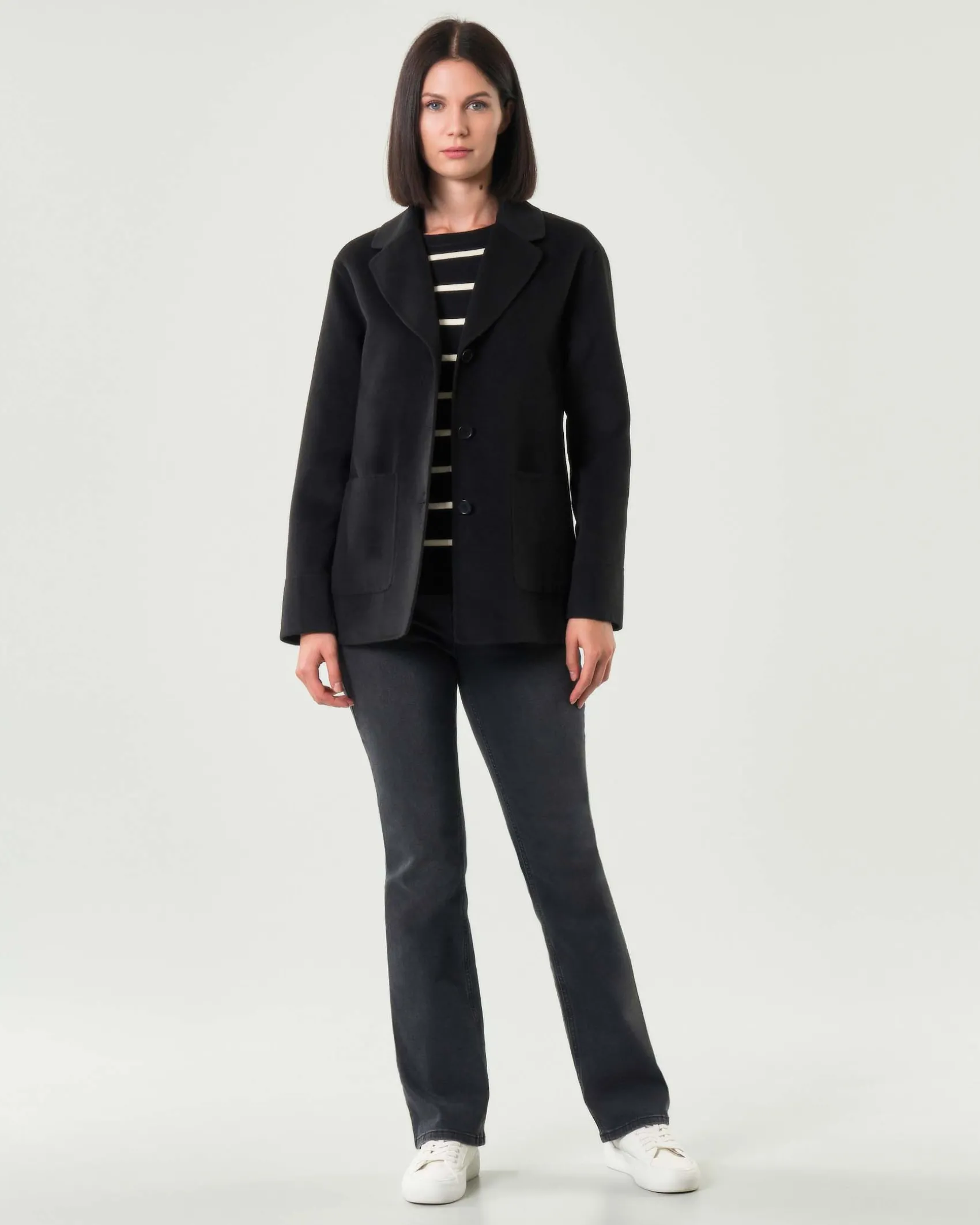 Blazer nero Emme Marella in panno double con scollo a rever