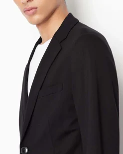 Blazer nero Jack & Jones in jersey stretch con chiusura a due bottoni