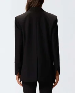 Blazer nero over Pinko in misto viscosa con scollo a rever e chiusura a un bottone