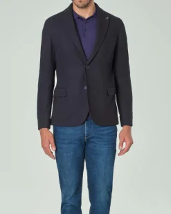 Blazer Paul Baker blu in jersey di viscosa stretch micro armatura