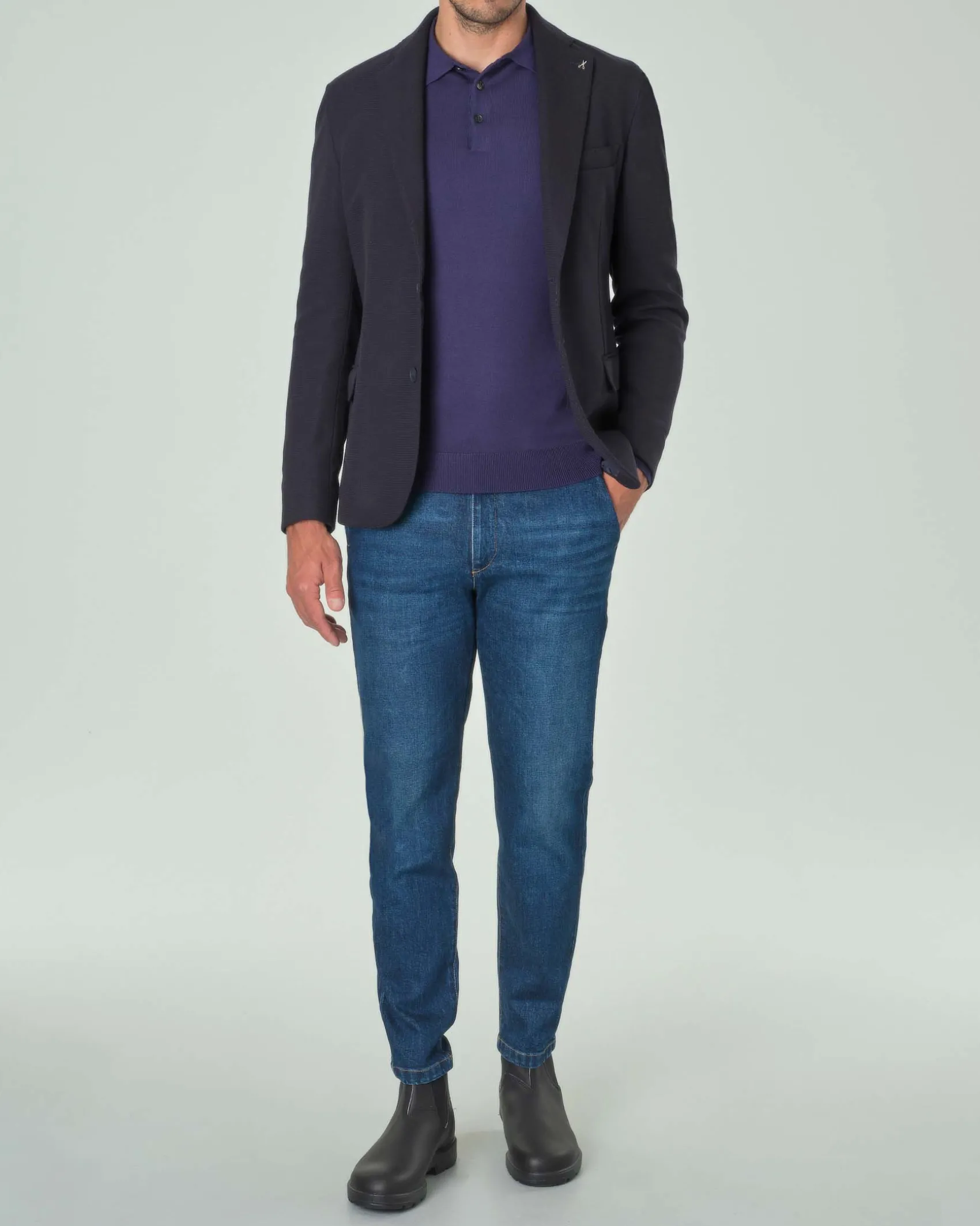Blazer Paul Baker blu in jersey di viscosa stretch micro armatura