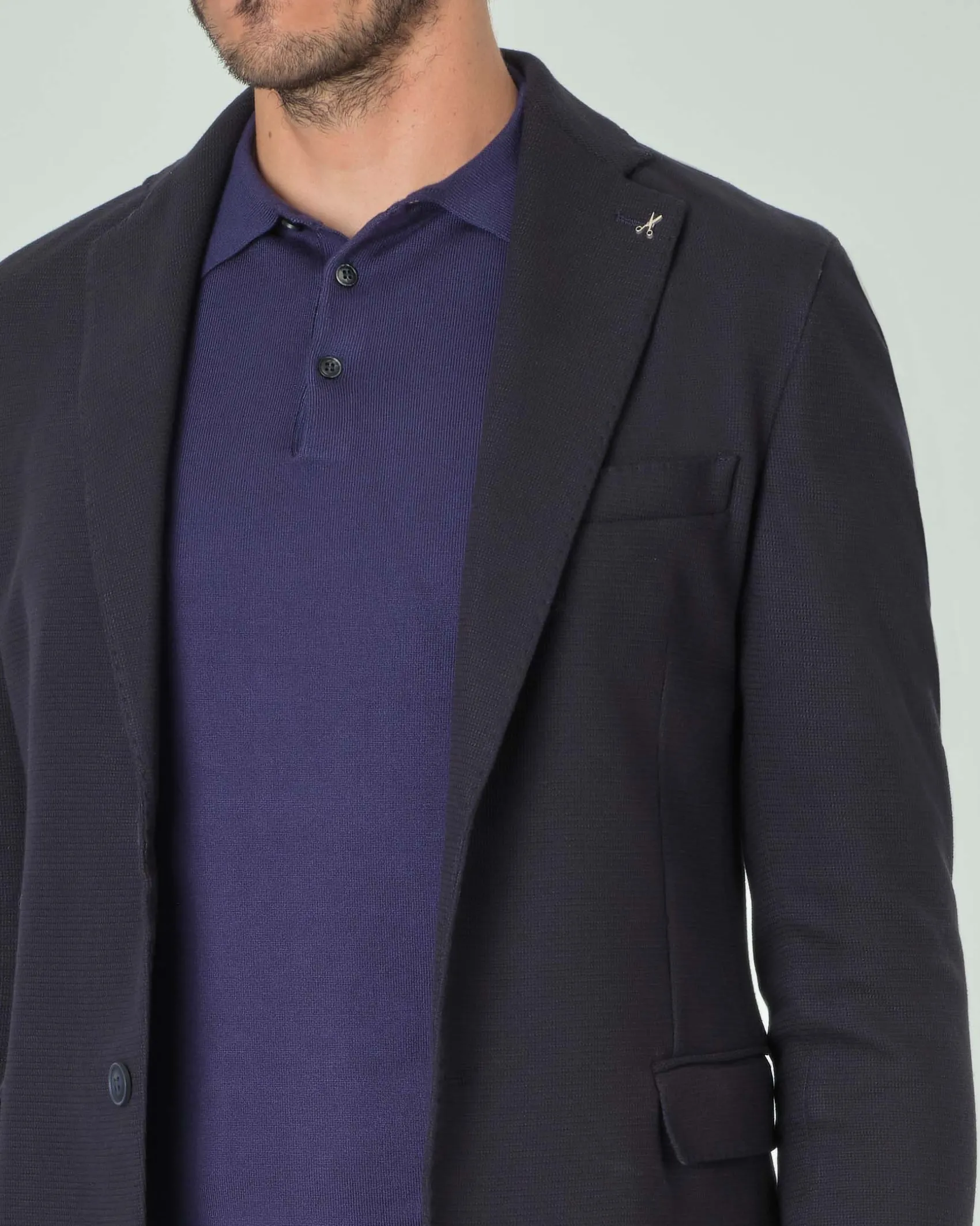 Blazer Paul Baker blu in jersey di viscosa stretch micro armatura