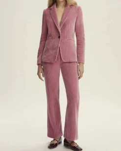 Blazer rosa a un bottone Emme Marella in jersey velluto a coste con scollo a rever
