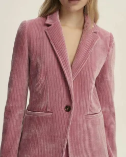 Blazer rosa a un bottone Emme Marella in jersey velluto a coste con scollo a rever