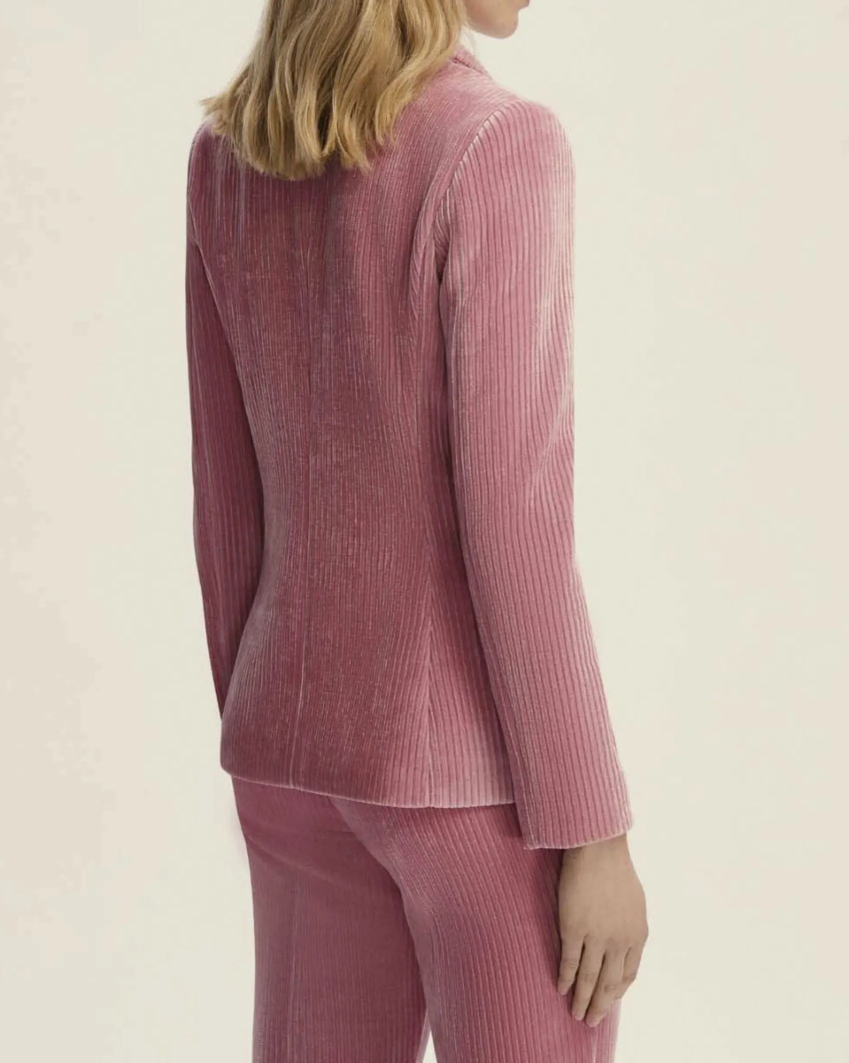 Blazer rosa a un bottone Emme Marella in jersey velluto a coste con scollo a rever