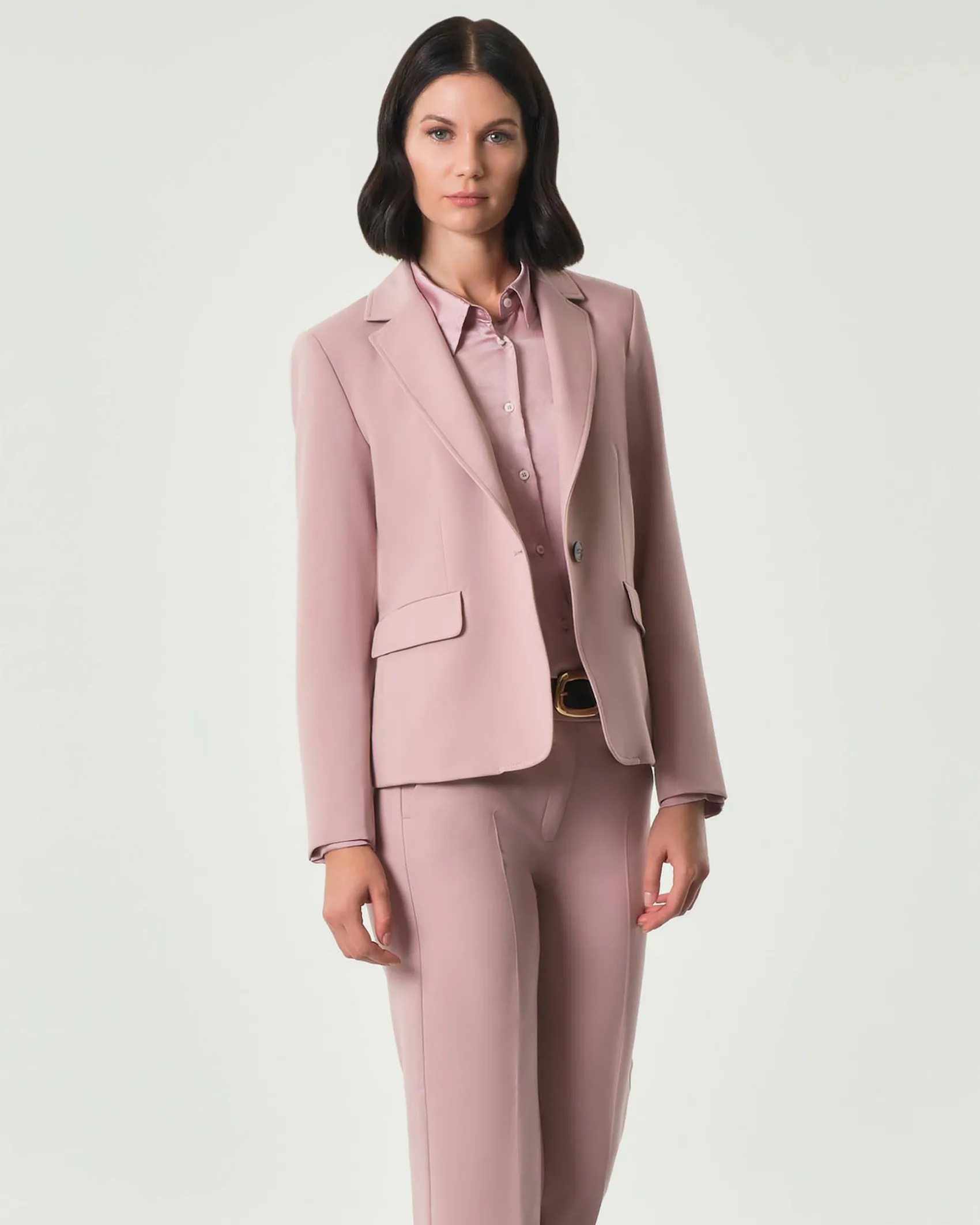 Blazer rosa Emme Marella in tessuto di misto viscosa stretch con scollo a rever