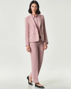 Blazer rosa Emme Marella in tessuto di misto viscosa stretch con scollo a rever