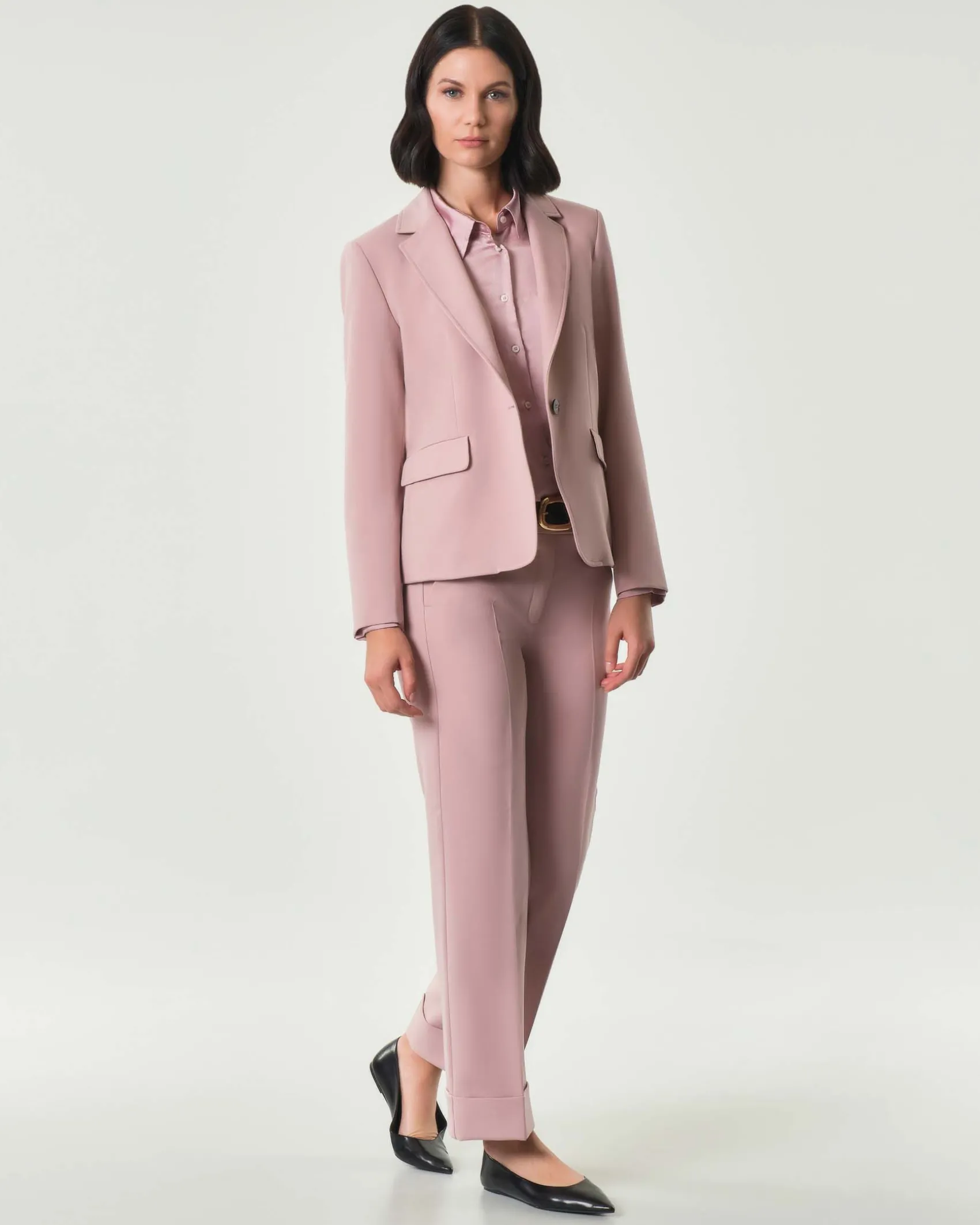 Blazer rosa Emme Marella in tessuto di misto viscosa stretch con scollo a rever