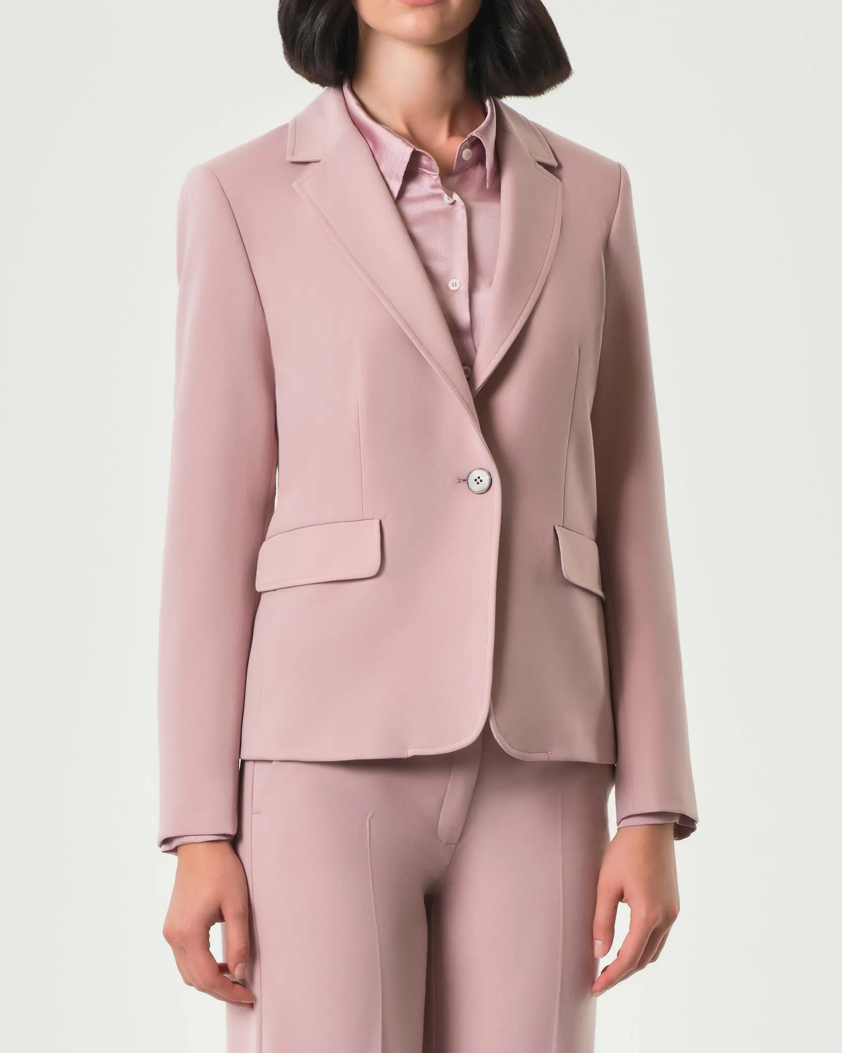 Blazer rosa Emme Marella in tessuto di misto viscosa stretch con scollo a rever
