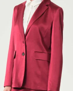 Blazer rosso Emme Marella in raso di misto viscosa con scollo a rever