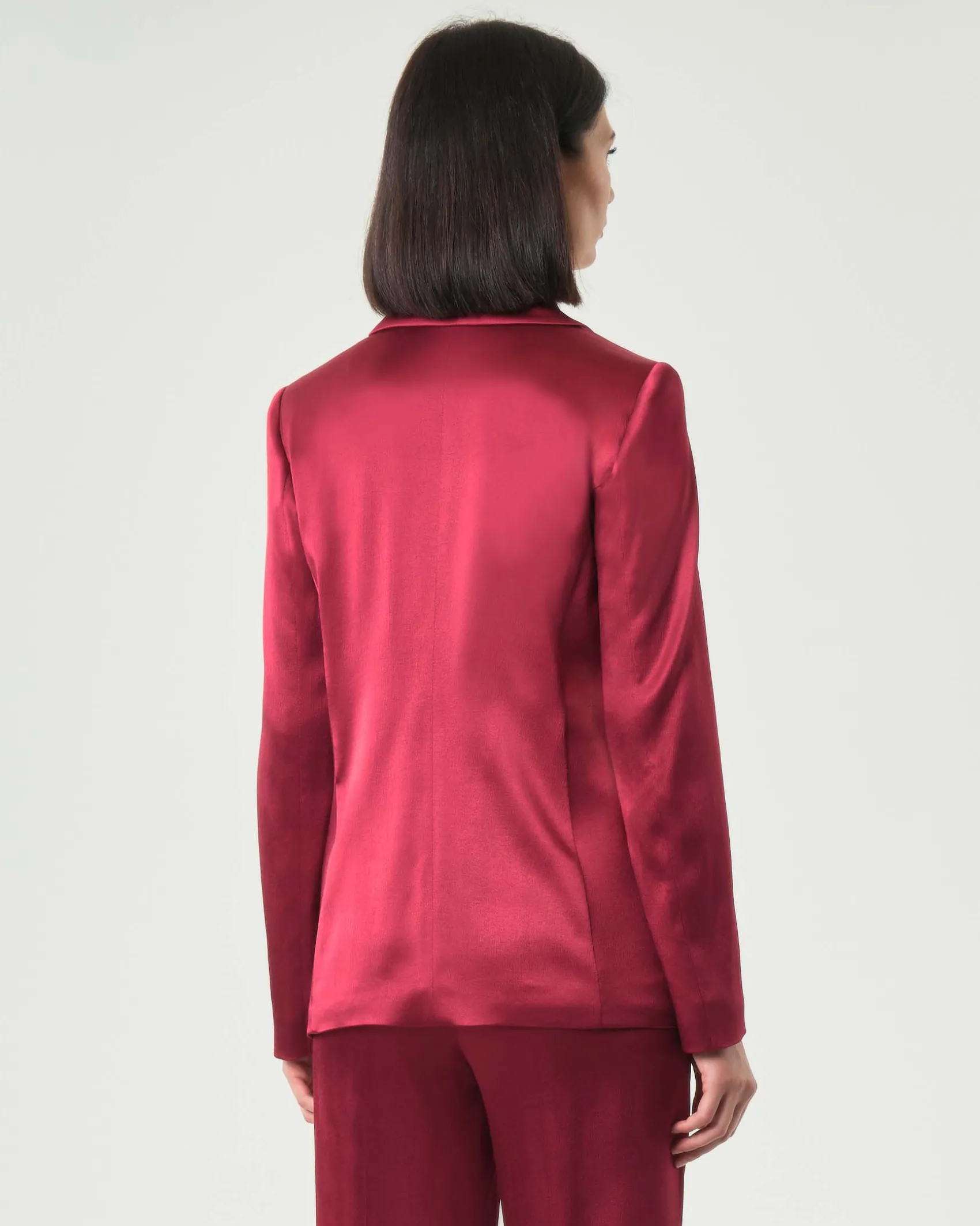 Blazer rosso Emme Marella in raso di misto viscosa con scollo a rever