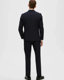 Blazer Selected Homme nero in tela di misto viscosa stretch con chiusura monopetto