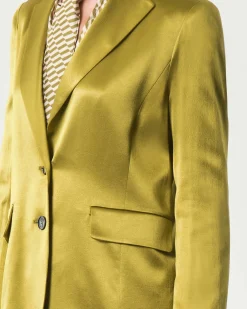 Blazer verde oliva Emme Marella in raso di misto viscosa con scollo a rever