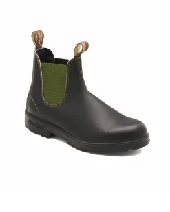 Blundstone testa di moro 519 in pelle liscia con elastico verde