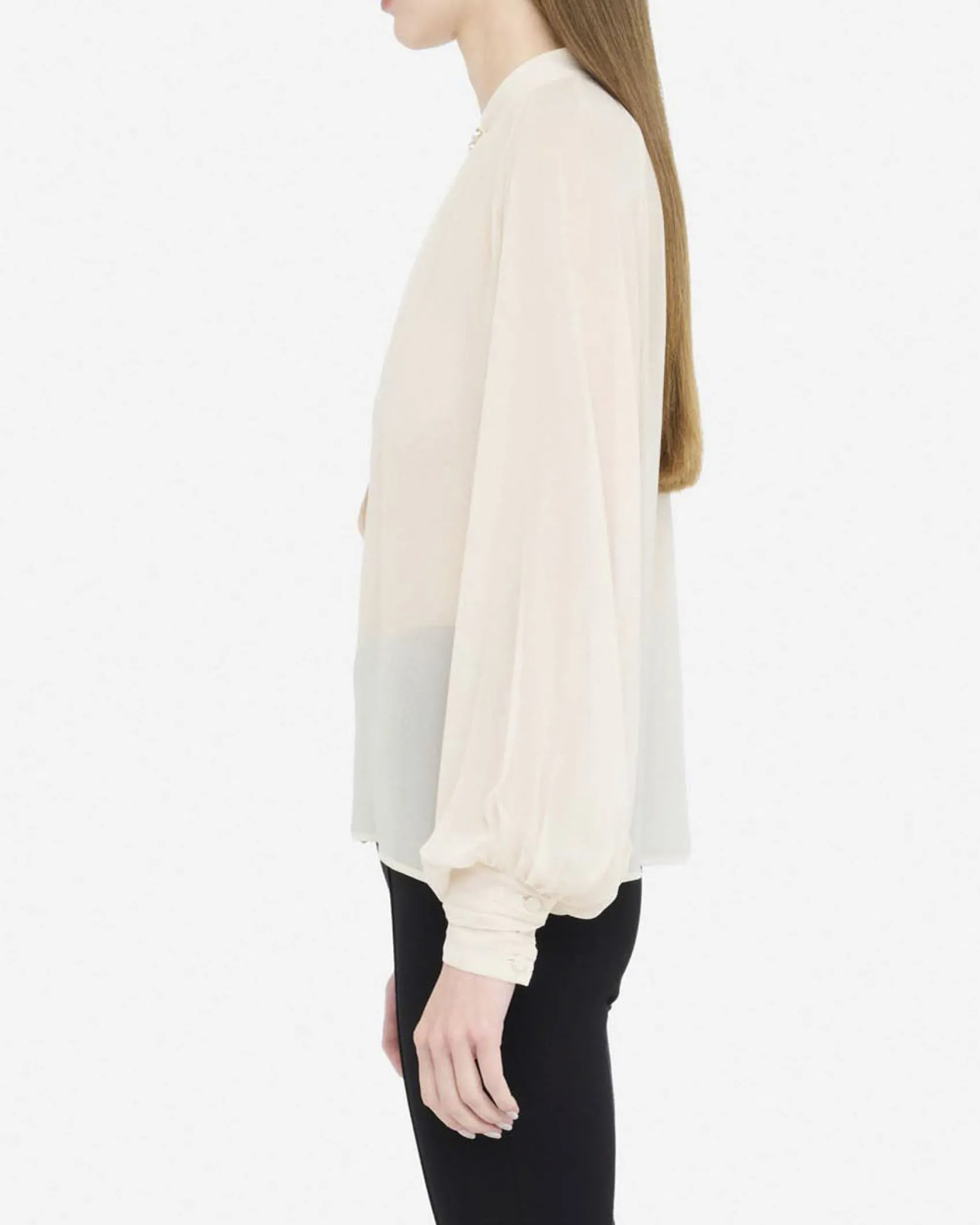 Blusa Liu Jo avorio in georgette con maniche a palloncino