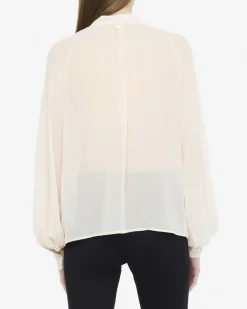 Blusa Liu Jo avorio in georgette con maniche a palloncino