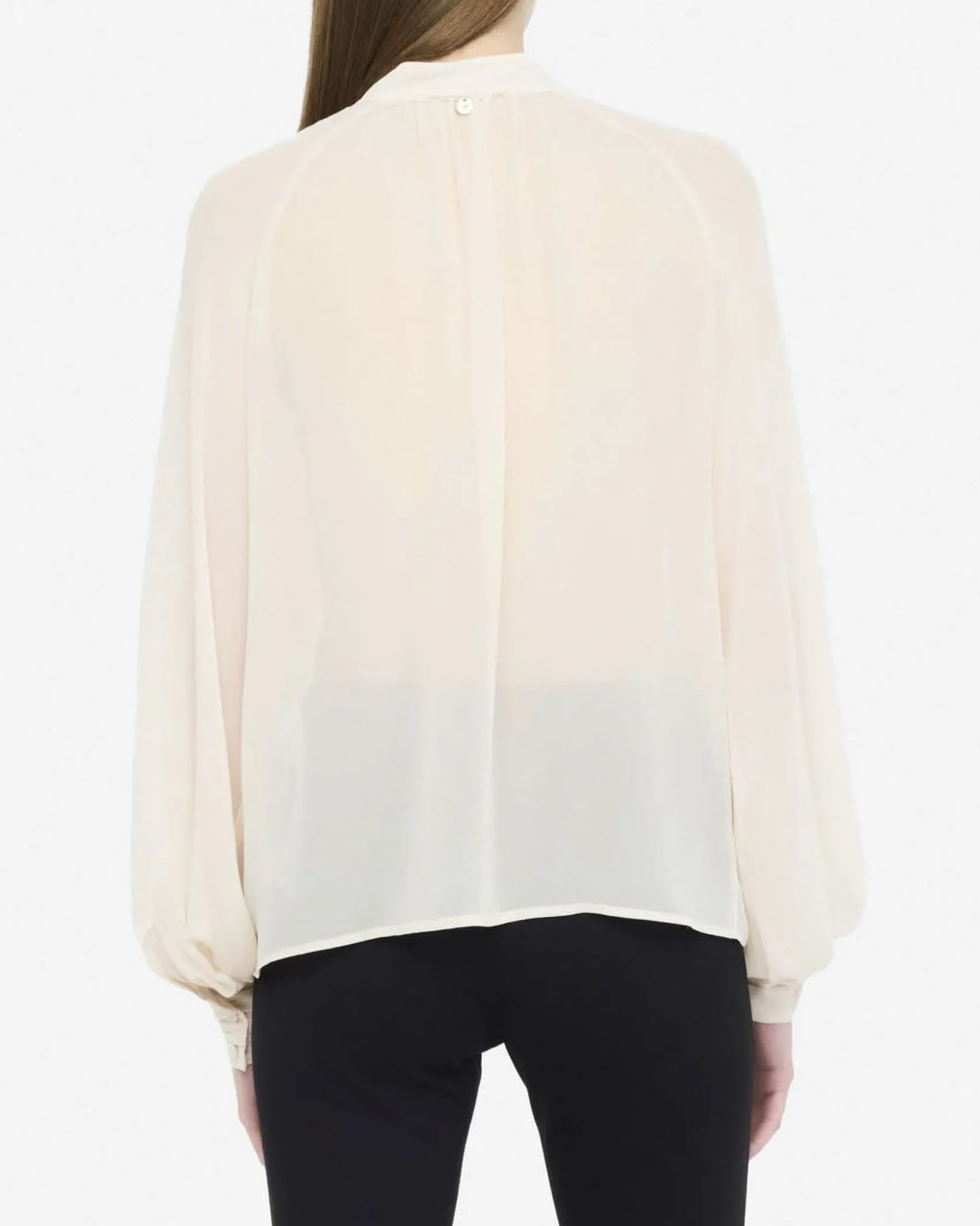 Blusa Liu Jo avorio in georgette con maniche a palloncino
