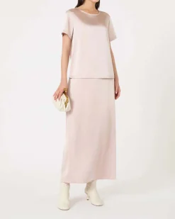 Blusa rosa cipria in raso con retro in misto viscosa Weekend Max Mara con maniche corte