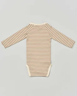 Body Lil'Atelier a righe avorio e noce a maniche lunghe
