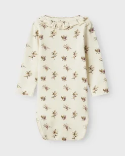 Body Lil'Atelier color panna in cotone stretch a maniche lunghe con stampa floreale