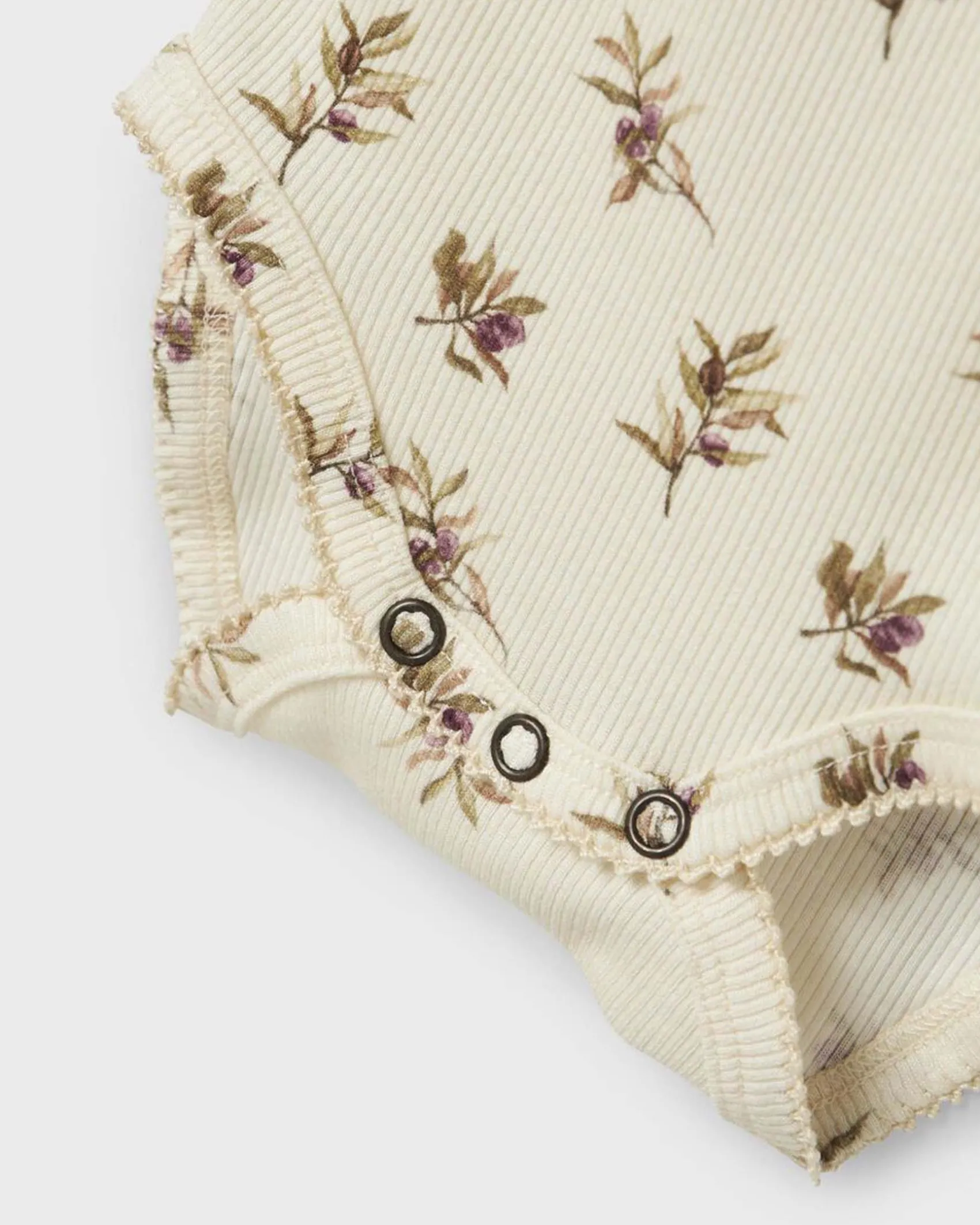 Body Lil'Atelier color panna in cotone stretch a maniche lunghe con stampa floreale