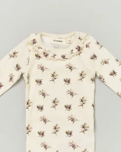 Body Lil'Atelier color panna in cotone stretch a maniche lunghe con stampa floreale