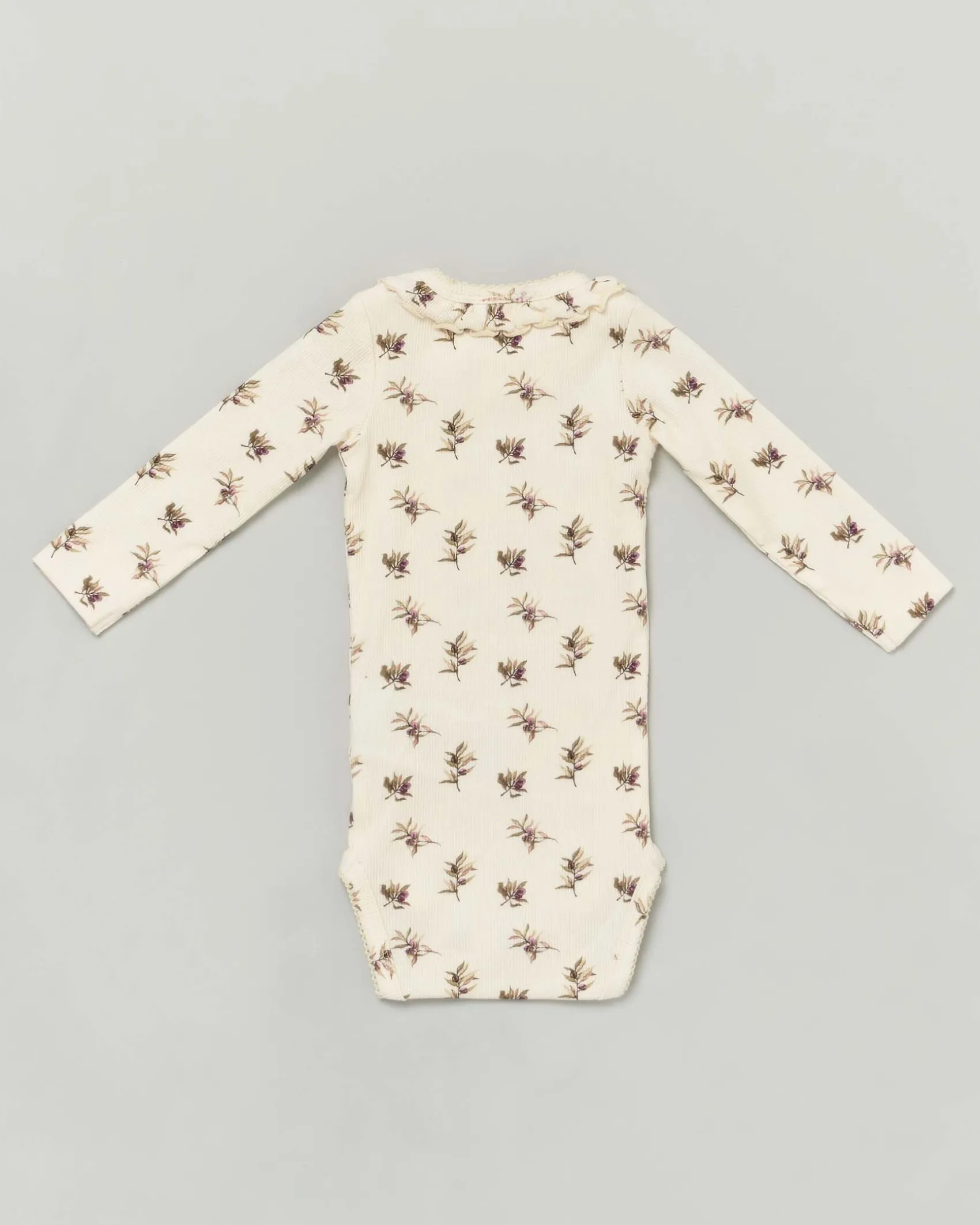 Body Lil'Atelier color panna in cotone stretch a maniche lunghe con stampa floreale