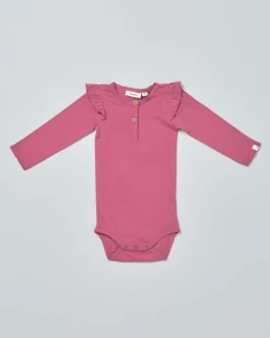 Body Lil'Atelier rosa in cotone operato a manica lunga