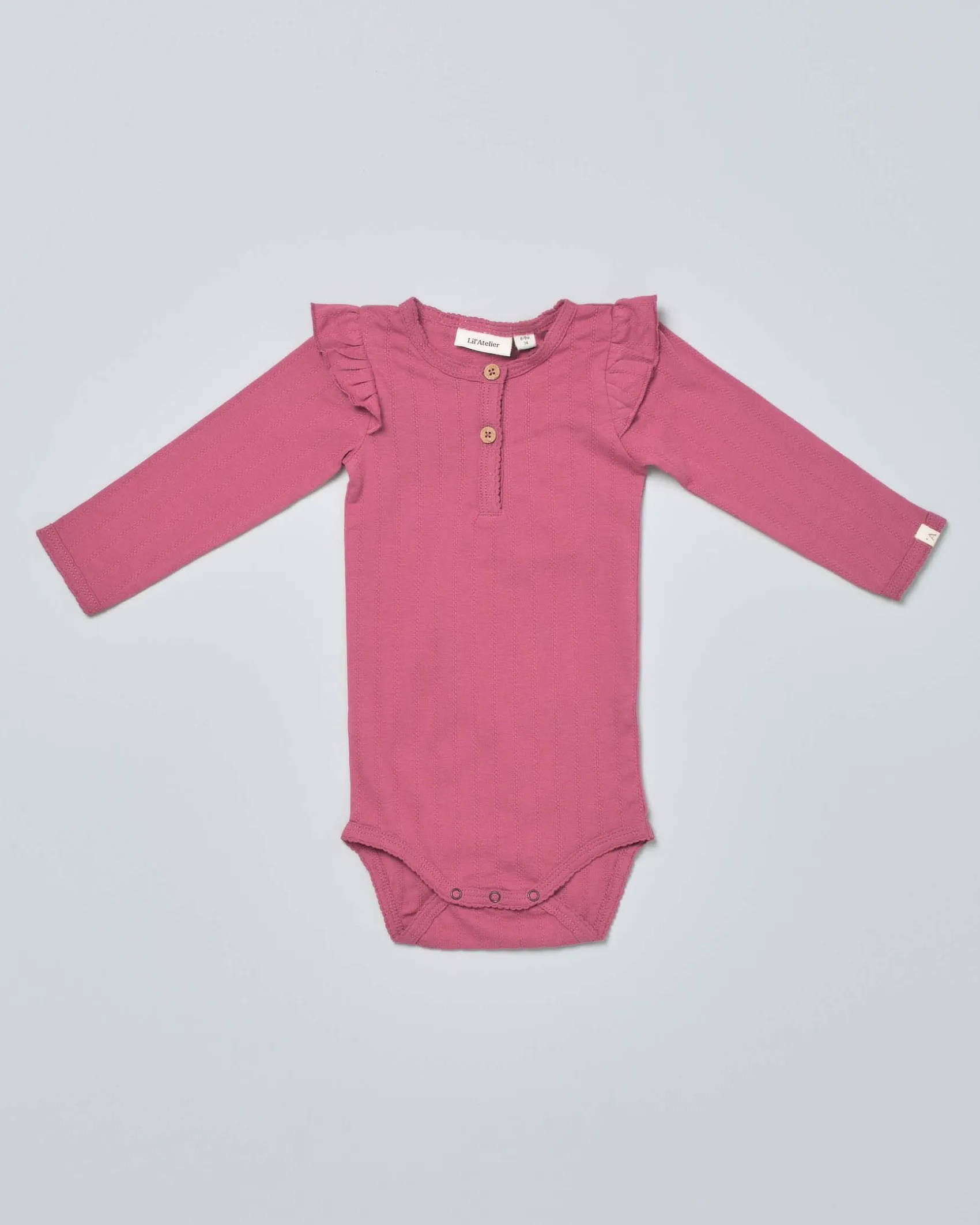 Body Lil'Atelier rosa in cotone operato a manica lunga