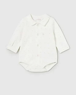 Body Mayoral bianco con puntini neri e maniche lunghe