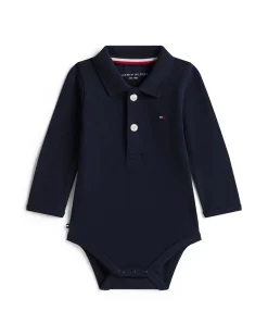 Body polo Tommy Hilfiger blu in piquè di cotone